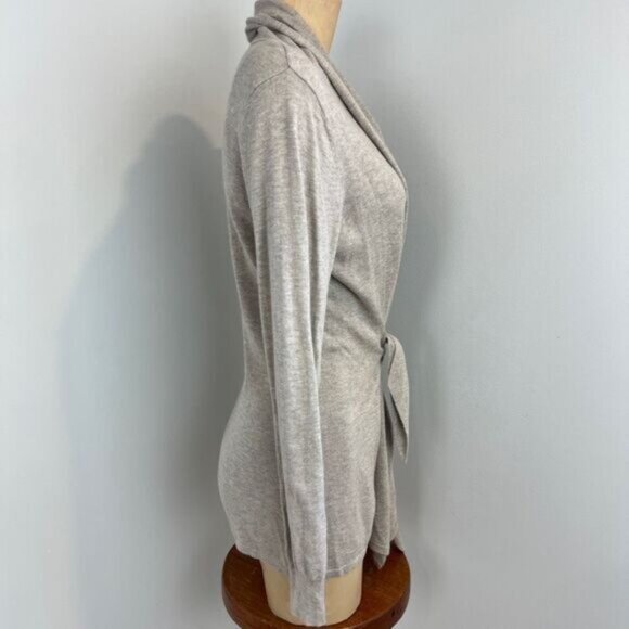 Mexx Women's Size Large Beige Tie Belted Open Front Cardigan Sweater Knit Boho - Picture 4 of 12